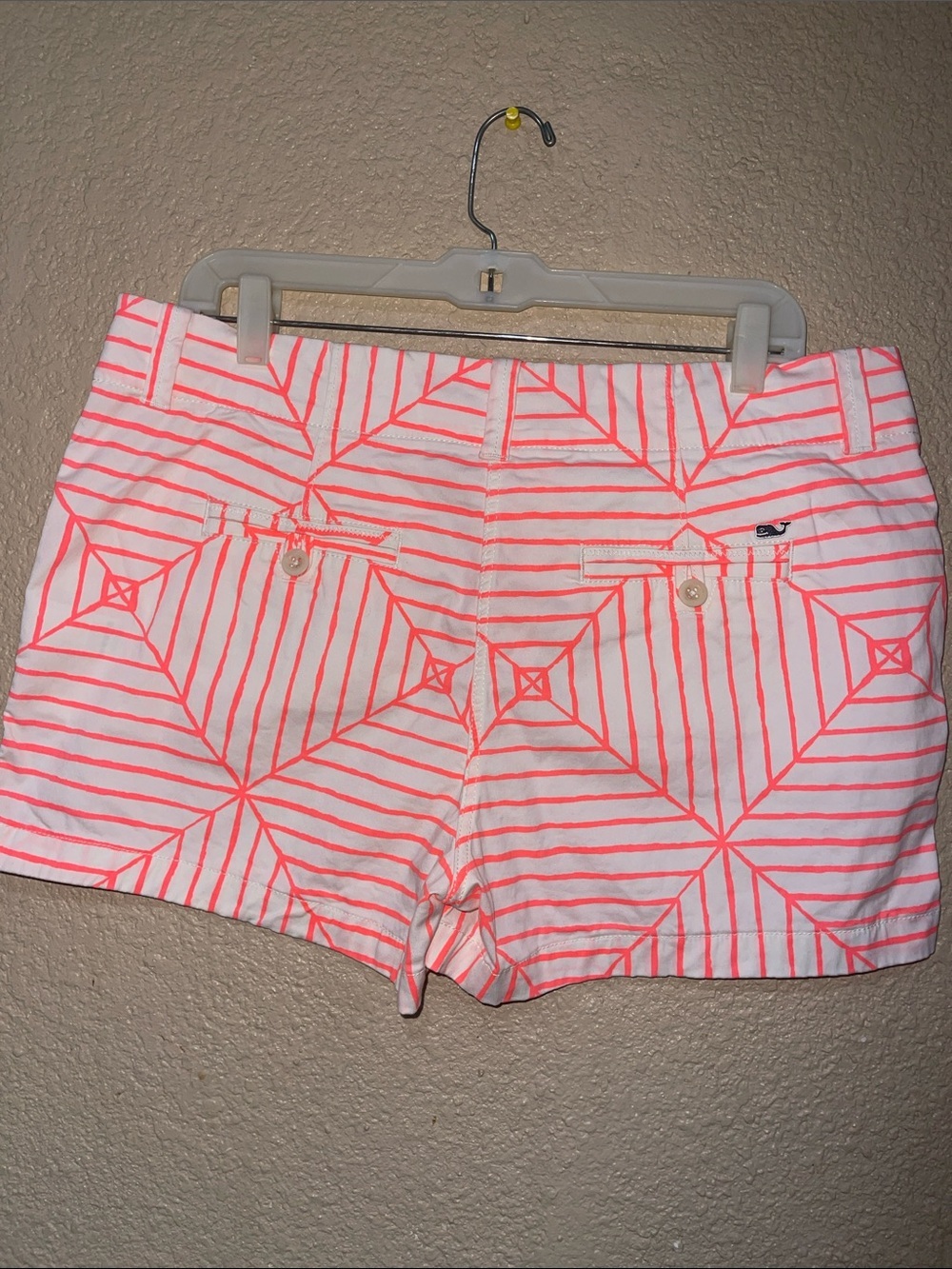 Vineyard Vines White and Neon Pink Geometric Cotton Shorts - Picture 6 of 7